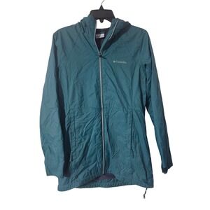 Columbia Sportswear Women's Teal Lightweight Hooded Rain Jacket Size S